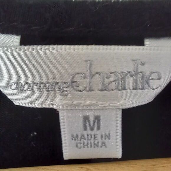 Charming Charlie Medium Striped Blouse-Button Down Back-Roll Tab Sleeve-Classic - Picture 8 of 10